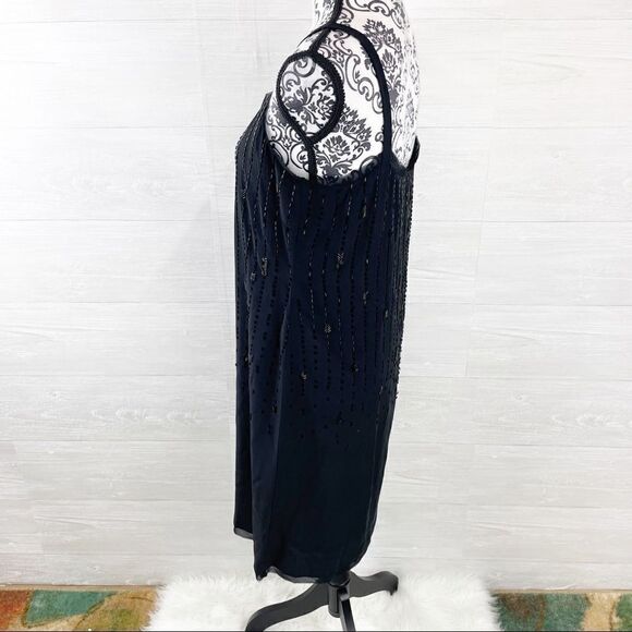 Eileen Fisher Black Beaded Silk Cami Midi Dress - Picture 6 of 10